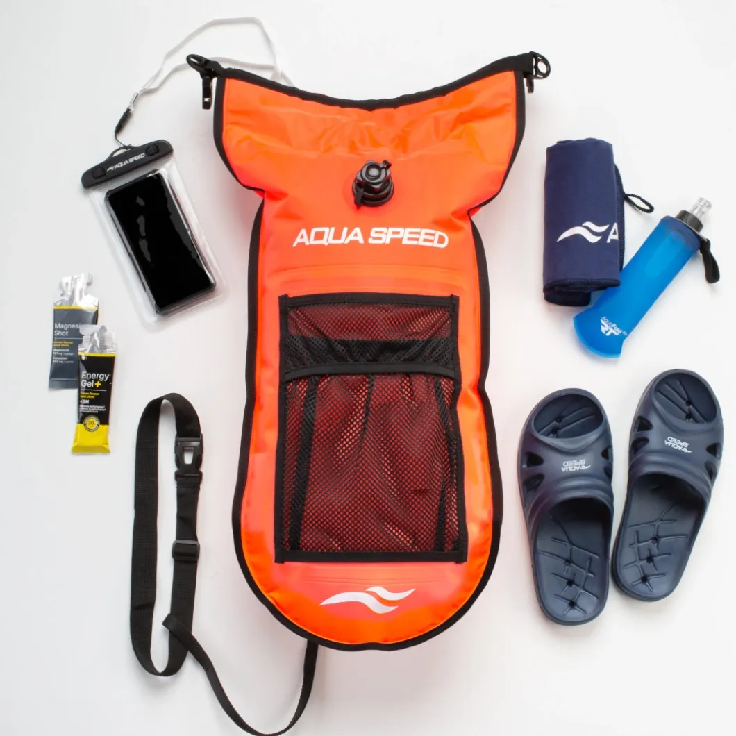 Boja asekuracyjna Open Water Swim Buoy z kieszonką 37x72 cm Aqua Speed kol.75 - pomarańczowa