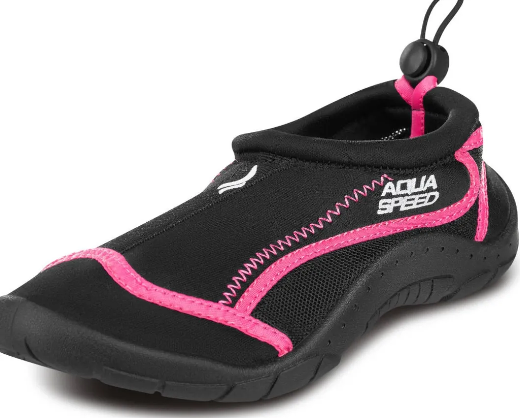 Buty do wody Aqua Speed ze ściągaczem 28D - czarno-różowe