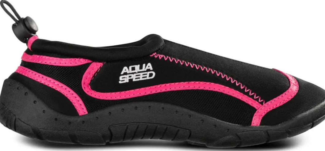 Buty do wody Aqua Speed ze ściągaczem 28D - czarno-różowe