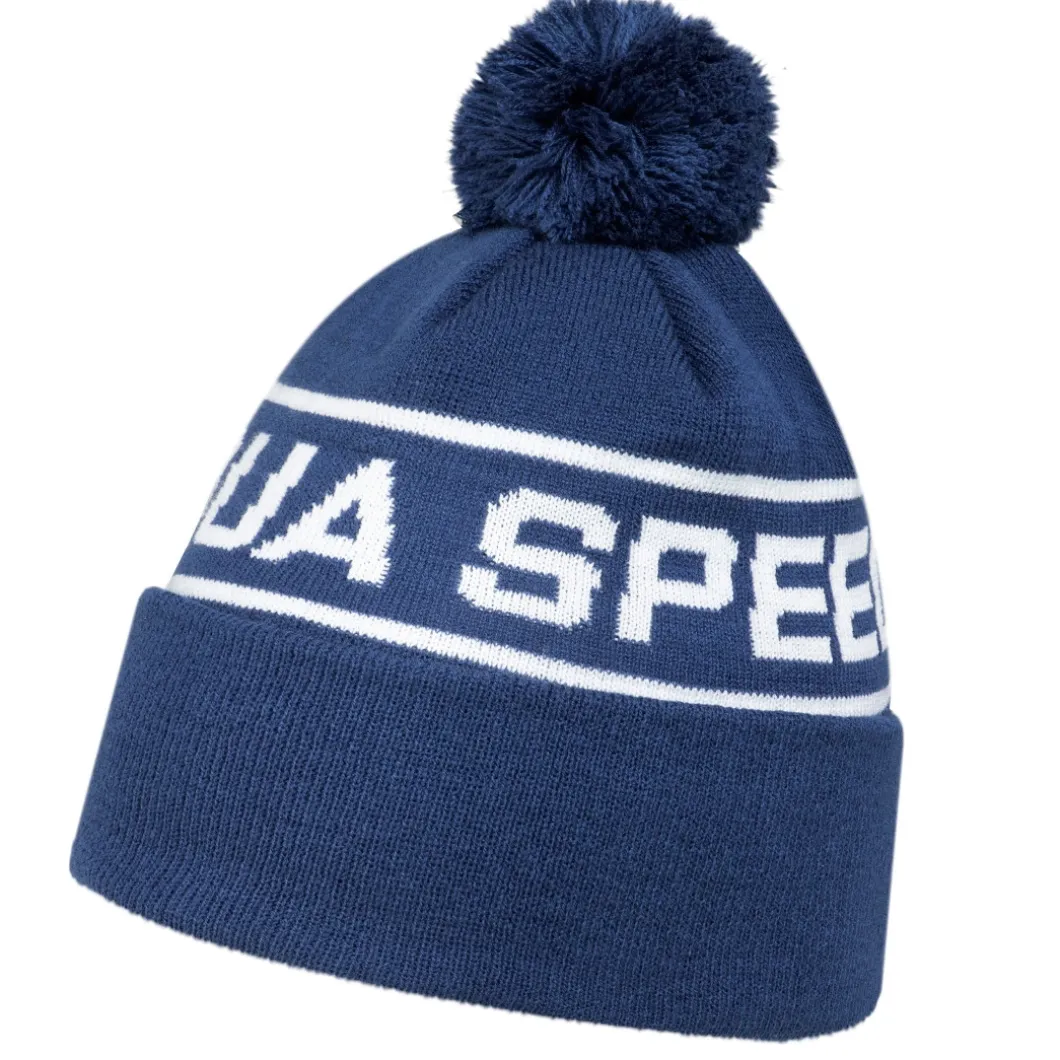 Czapka zimowa z pomponem Aqua Speed 10 - granatowa - białe logo