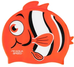 Czepek pływacki dla dzieci z trójwymiarowym elementem Aqua Speed Zoo Nemo 75 - pomarańczowy