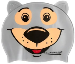 Czepek pływacki dla dzieci z trójwymiarowym elementem Aqua Speed Zoo Bear - szary