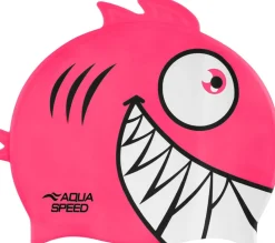 Czepek pływacki dla dzieci z trójwymiarowym elementem Aqua Speed Zoo Pirana 03 - różowy