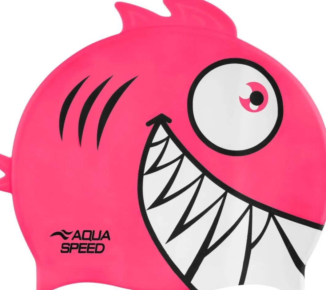 Czepek pływacki dla dzieci z trójwymiarowym elementem Aqua Speed Zoo Pirana 03 - różowy