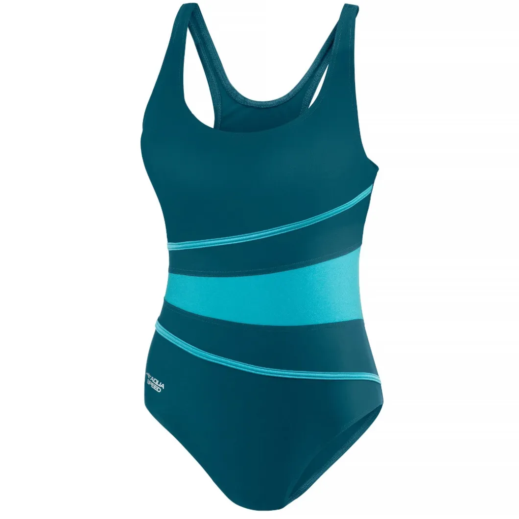 Jednoczęściowy kostium pływacki z miseczką Aqua Speed Stella Lady 08 - zielony
