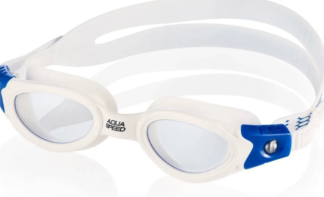 Okulary pływackie dziecięce Aqua Speed Pacific Jr Bendyzz 51 - białe - bezbarwne szkła