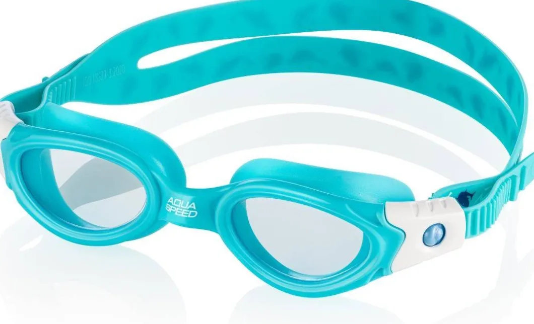 Okulary pływackie dziecięce Aqua Speed Pacific Jr Bendyzz 22 - niebieskie -bezbarwne szkła