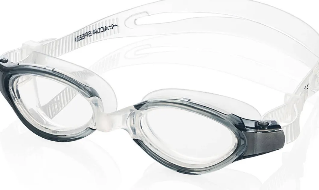 Okulary pływackie jednoczęściowe Aqua Speed Triton 07 - czarne - bezbarwne szkła