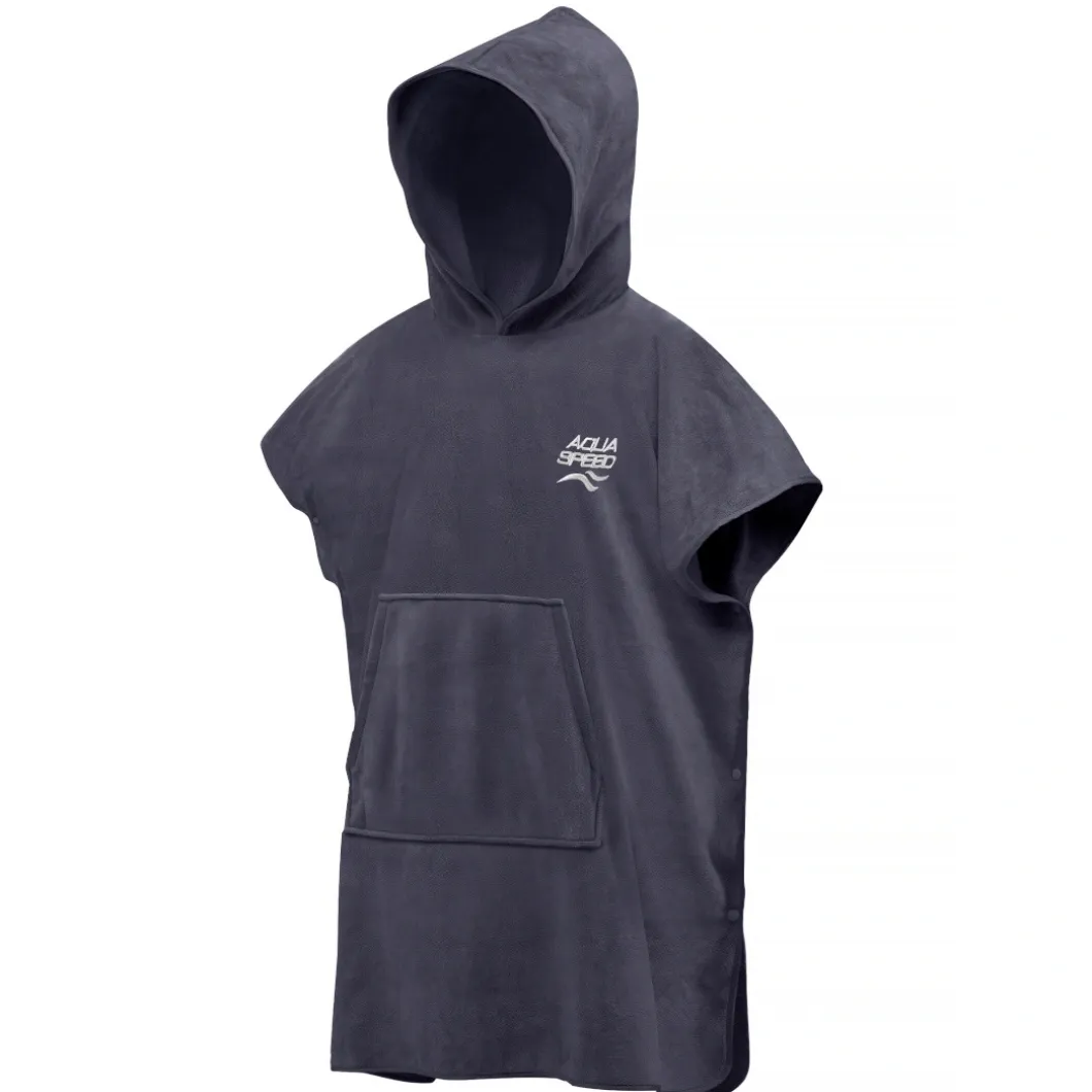 Poncho - ręcznik z mikrofibry dla dorosłych Aqua Speed 06 - szare