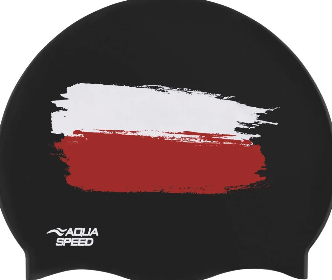 Silikonowy czepek pływacki Aqua Speed Poland 07 - czarny