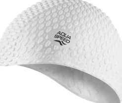 Silikonowy czepek pływacki na długie włosy Aqua Speed Bubble 05 - biały